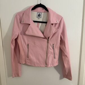 Juicy Couture VTG Women's Pink Faux Leather Moto Jacket Size Small Y2K